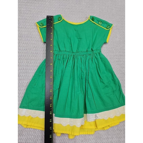 Bijou Sauvage Clothier Dress Girls Size 2 Green Shoulder Button Pockets - Picture 2 of 7